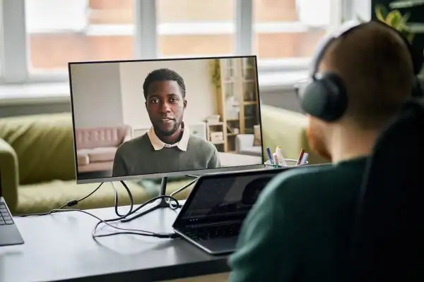 Man attending online mediation Wickford MIAMS session